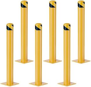 Safety Bollards Anchored,Yellow Steel Bollards 42",6 Pack Parking Bollard Post for Traffic-Sensitive Area