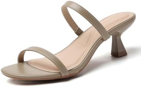 Tilocow Two Straps Kitten Heels for Women Open Toe Heeled Sandals Dressy Low Heel Slip On Mules for Wedding Office Casual Outfits
