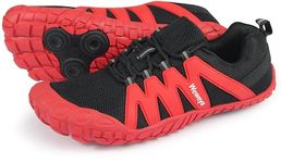 Weweya Trail Barefoot Shoes Men Wide Width Five Fingers Cross Training Barefoot Lifting Shoes Size 10 Black Red