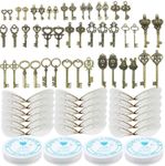 46 PCS Antique Bronze Vintage Skeleton Keys Charms Potter Flying Keys Enchanted Key With 50 Pairs Dragonfly Wings and 105 Yards Fishing Line For Jewelry Making Necklace Crafts, Plastic Metal Bronze