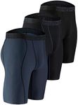 DEVOPS Men's Compression Shorts Underwear (3 Pack) (Large, Black/Black/Charcoal)