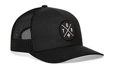 HAKA State City Trucker Hat for Men & Women, Adjustable Baseball Hat, Mesh Snapback, Sturdy Outdoor Black Golf Hat, Black, One Size