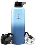 IRON °FLASK Sports Water Bottle - 40 Oz 3 Lids (Straw Lid), Leak Proof - Stainless Steel Gym & Sport Bottles for Men, Women & Kids - Double Walled, Insulated Thermos, Metal Canteen