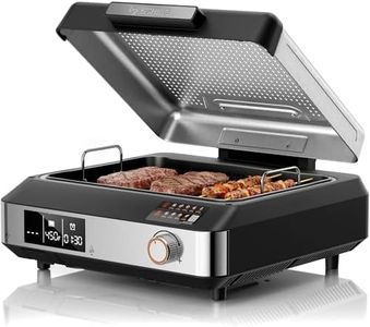 Kismile 2-in-1 Griddle and Indoor Grill,Electric Smokeless Grill with Temperature Probe,Temperature Control & display screen,Portable Smoke-Free Griddle for Indoor Steaks,Vegetables,Family Cooking