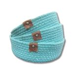 FIASCO Natural Jute Small Box Mini Rope Paper Storage Round Basket Bucket Set of 3 for Living or Drawing Room,Fruits, Kitchen,Office,shelfs SIZE Large,Medium,Small Sky blue