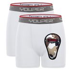 Youper Youth Brief w/Soft Athletic Cup, Boys Underwear w/Baseball Cup (2-Pack) (White, X-Small)