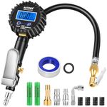 AUTDER Digital Tyre Pressure Gauge with LCD Display 250 PSI, High Precision Inflator, Rubber Hose and Quick Connect Coupler, for Car, Truck, Motorcycle, Bicycle, and Sports Balls