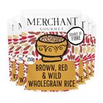 Merchant Gourmet Brown, Red, Wild Microwave Rice - Pack of 6 x 250g Pouches, Source of Fiber, Low Fat & Vegan, Ready in Minutes, Plant-based Ready Meal