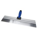 Refina Serrated Plastering Spatula- notched spatula render with Soft Grip Handle and Stainless Steel Blade - 18” 6mm square notches - Refina spatula for rendering and basecoat renders Plasters