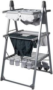 Abode Heated Electric Clothes Dryer 3 Tier Adjustable Clothes Airer Foldable Wings & Protective Cover, Aluminium Drying Rack, Energy Efficient, Garment Dryer for Indoor, AECRD2002 (3 Tier Drying Rack)