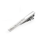 Personalised Tie Clip Pin Engraved Any Text Wedding Gift for Best Man, Groomsman, Usher, Birthday Gift, Fathers Day Gift - with Gift Box(Silver)