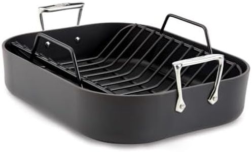 All-Clad HA1 Hard Anodized Nonstick Roaster and Nonstick Rack 13x16 Inch Oven Broiler Safe 500F Roaster Pan, Pots and Pans, Cookware Black