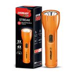 Eveready Streak DL22 Digi LED Torch | Super Bright 1W LED | 3X Battery Life | 4X Torch Life | Heavy Duty Rechargeable Flashlight | Overcharge Protection | Durable ABS Body