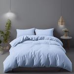 LivinEase Brushed Microfibre Double Duvet Cover Sets - 100 GSM Blue Double Duvet Cover with 2 Pillowcases (50x75 cm) - Hotel Quality Hypoallergenic, Easy Care and Comfortable