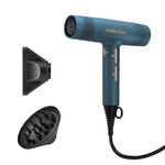 mdlondon Blow Hair Dryer – New & Improved 1600W Hairdryer with Diffuser, Directional Nozzle & Cool Shot – Ultra-Light, Quiet & Powerful Blow Dryer for Straight, Fine, Thick or Curly Hair – Casal Blue