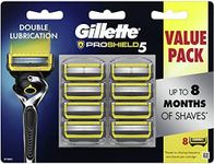 Gillette Men's Proshield 5 Shaving Razor Blades Value Pack with 8 Cartridges