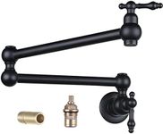 WOWOW Pot Filler Wall Mount Copper Faucet Matte Black Pot Filler Faucet Rotatable Faucet Brass Kitchen Faucet 2 Handle Stretchable Double Joint Swing Arm Folding Faucet