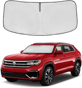 Windshield Sun Shade for Volkswagen Atlas 2018-2024 Double Layer 240T Front Window Shade Custom Fit Sun Visor Foldable Shade Blocks UV Rays Summer Must Have Car Accessories (Atlas 2018-2024)
