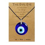 Long tiantian Men's and Women's Turkish Glass Leather Copper Rope Evil Eye Lucky Protection Necklace- Blue