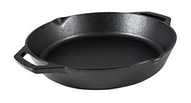 Lodge Pre-Seasoned Cast Iron Indoor and Outdoor Use. Induction Oven, Grill and Metal Utensil Safe Skillet Frying Pan with Dual Handles. Made in The USA. 30.4 cm/12 inch, Black, 12-Inch