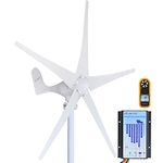 Pikasola Wind Turbine Generator Kit 400W 24V with 5 Blade, Wind Generator Kit with a 30A Hybrid Charge Controller. As Solar and Wind Charge Controller which can Add Max 1000W Solar Panel for 24V Battery.