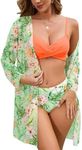 Vijamiy Women's Bikini Sets Sexy Push Up 3-Piece Swimsuit with Cover Ups Padded Adjustable Swimming Costume Printed Thong Bottoms Ladies Elegant Beachwear Bathing Suits(Orange,M)