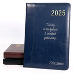 Personalised Premium Executive Diary Organiser 2025 | Design A Truly Unique Gift | Laser Engraved PU Leather - A5, Blue, Day-per-page