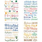 FINGERINSPIRE 4pcs Word Stencils 11.6x8.3 inch Inspirational Word Stencil for Painting Stencils with Text: Happy Birthay, Love, Imagine Life, Grateful Blessed Painting on Wood, Floor, Wall, Fabric