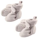 Luvable Friends Fleece Toddler Non Skid Slipper Booties, 2 Pack - Grey -