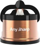 AnySharp Pro Metal Knife Sharpener | Hands-Free Safety, PowerGrip Suction | Sharpens All Kitchen Knives | Ideal for Hardened Steel & Serrated | World's Best | Compact, One Size | Copper, Metal