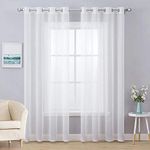 MIULEE 2 Panels Solid Color White Sheer Curtains Elegant Grommet Window Voile Panels/Drapes/Treatment for Bedroom Living Room (54X84 Inch)