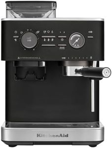 KitchenAid Semi-Automatic Espresso Machine, Integrated Conical Burr Grinder, 15-Bar Pump, Smart Dosing Technology, Professional 58mm Portafilter, Steam Wand, 2.5L Water Tank, Cast Iron Black