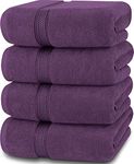 Utopia Towels 4 Pack Premium Bath Towels Set, (27 x 54 Inches) 100% Ring Spun Cotton 600GSM, Lightweight and Highly Absorbent Quick Drying Towels, Perfect for Daily Use (Plum)