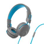 JLab Studio On-Ear Headphones, Wired Headphones, Tangle Free Cord, Ultra-Plush Faux Leather with Cloud Foam Cushions, 40mm Neodymium Drivers with C3 Sound (Gray/Blue)