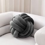 Sioloc Soft Knot Ball Pillows,Round Throw Pillow Cushion Home Decoration Plush Pillow,Throw Knotted Pillow Handmade Round Plush Pillow(7.8inches,Dark Grey)