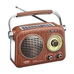 Gelielim Retro Radio Bluetooth Speaker with Crystal Clear Sound, Portable Radio AM FM Shortwave with Solar Panel and Flashlight, Vintage Radio with USB/TF Card Input (788)