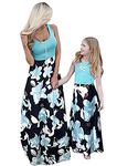 YMING Mom and Me Summer Dress Round Neck Dresses Boho Floral Dress A-Line Party Dress Green Flowers 0-12 Months