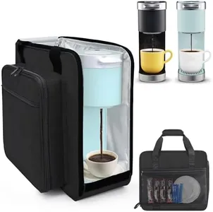 Portable Carrying Coffee Maker Travel Bag Match for Keurig K-Slim/K-Express/K-Iced, Single Serve Coffee Machine Travel Bag with Padded Shoulder Straps Includes Multiple Storage Bags, Black
