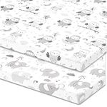 Joey + Joan Pack and Play Sheets Fitted – Compatible with 4moms Breeze Plus Playard and Other Large Playpen Mattress – Buttery Soft 100% Cotton – 2 Pack Play Yard Sheet Set for Boys & Girls