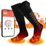 Heated Socks, Electric Socks with App Control, 5000mAh Rechargeable Heated Socks for Men, Washable Heated Socks Women, Foot Warmer for Winter Camping Hunting Skiing Outdoors Heating Socks Warm Socks