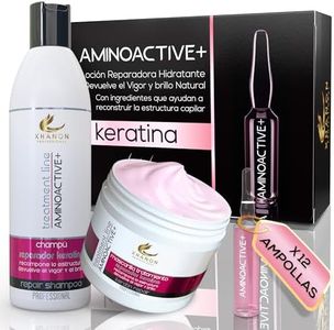 Pack Reparador - Champu Sin Sulfatos ni Parabenos - Aloe vera y Keratina - Mascarilla + Champú + Ampollas - Reconstrucción - Suavidad - Brillo Natural - Xhanon Professional