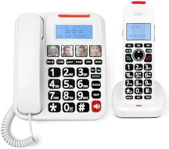 Sangyn Amplified Corded/Cordless Seniors Phone with Answering Machine, Intercom, Audio Booster(+30db), 100dB Extra Loud Visual Ringer, Large Backlit Display and Big Buttons Home Phone System,White