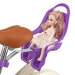 EIRONA Doll Bike Seat for Girls, Bicycle Doll Chair for 12 14 16 18 20 Inch Bike, American Girl Kids Children Bike Accessories for Doll, Purple