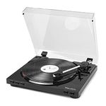 Audizio USB Record Player with Audio Technica AT-3600L MM Diamond Tip Cartridge, Vinyl to MP3 Converter, Preamp, Belt-Drive, Dust Cover, Black - RP310