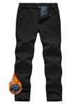 JHMORP Men's Snow Pants Insulated Waterproof Fleece Lined Winter Work Ski Hiking Snowboarding Pant with Zipper Pockets (Black,CA 36)