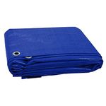 KAV Universal Multi-Purpose 120 GSM Tarpaulin Waterproof Heavy Duty Premium Cover Tarp with Eyelets Large Ground Sheet in Blue for Garden Furniture, Pool, Car, Truck - 18x24 ft (5.5x7.3 m)