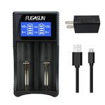 18650 Battery Charger,LCD Intelligent 18650 USB Battery Charger for Li-ion/Ni-MH/Ni-Cd 26650 22650 20700 18490 18350 17670 17500 16340(RCR123) 14500 10440 (USB Charger with CA Adapter)