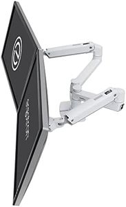 Ergotron – LX Dual Monitor Arm, VESA Desk Mount – for 2 Monitors Up to 27 Inches, 3.2 to 9.1 kg Each, No Grommet Mount - White