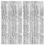 2 Pack Foil Curtain Backdrop Silver Metallic Tinsel Foil Fringe Curtains Photo Booth Props for Birthday Wedding Engagement Baby Shower Bachelorette Christmas Holiday Celebration Party Decorations