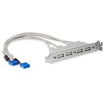 StarTech.com USBPLATE4 4 Port USB A Female Slot Plate Adapter, USB panel, 4 Pin USB Type A (F),Grey